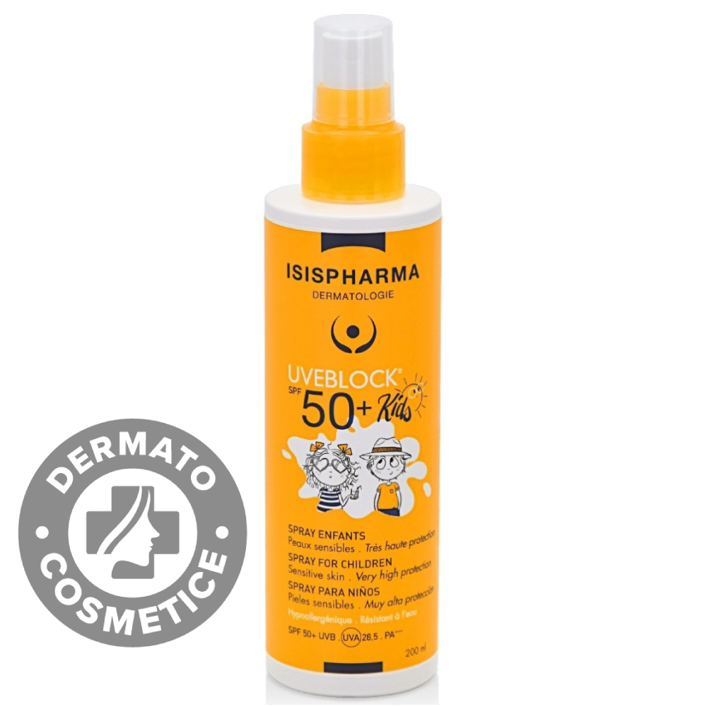 Spray cu protectie solara pentru copii UVEBLOCK SPF50+, 200ml, Isis Pharma