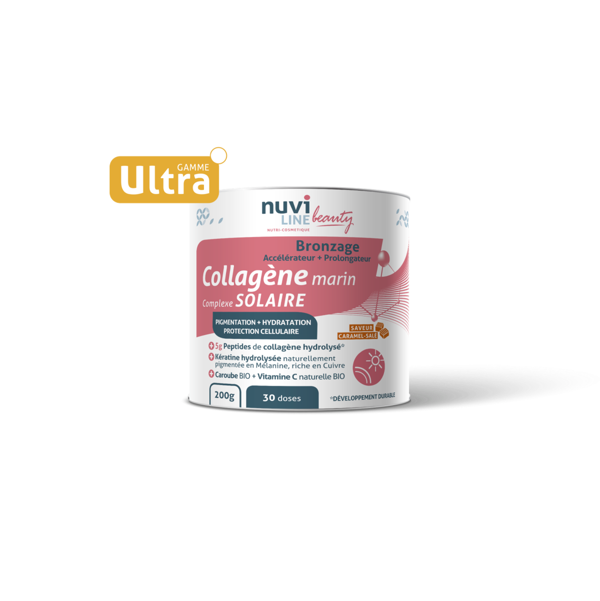 Collagen cu gust de caramel sarat Glowtan, 200g, Nuviline