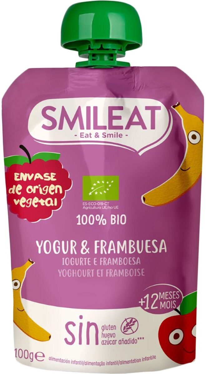 Piure din zmeura si iaurt grecesc +12 luni Bio, 100g, Smileat