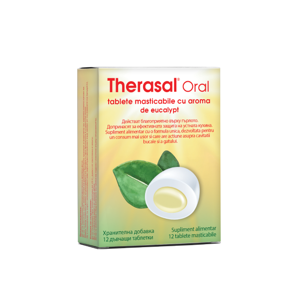 Therasal Oral cu aroma de eucalipt, 12 tablete masticabile, Vedra