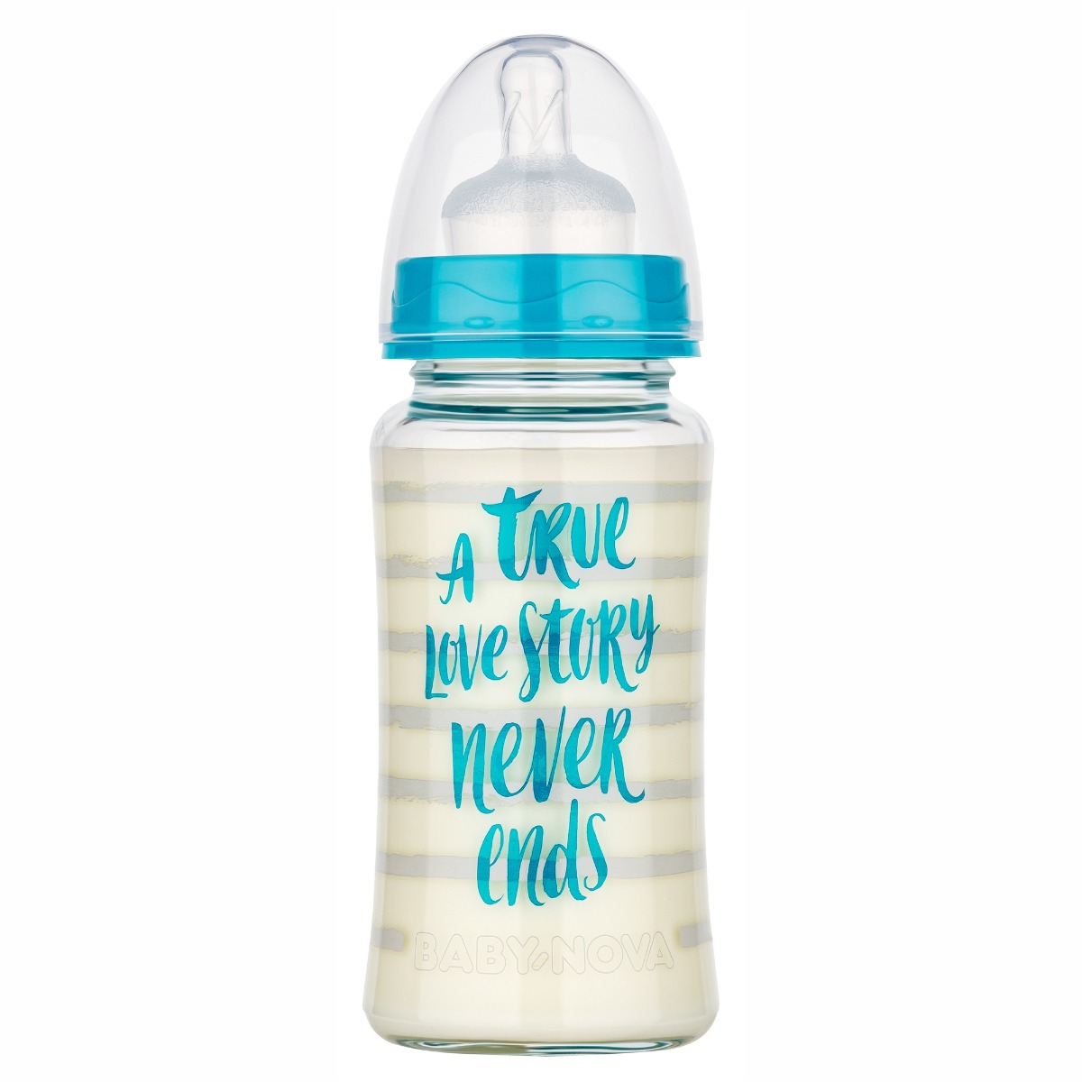 Biberon cu gat larg din sticla 44240, 240ml, Baby Nova