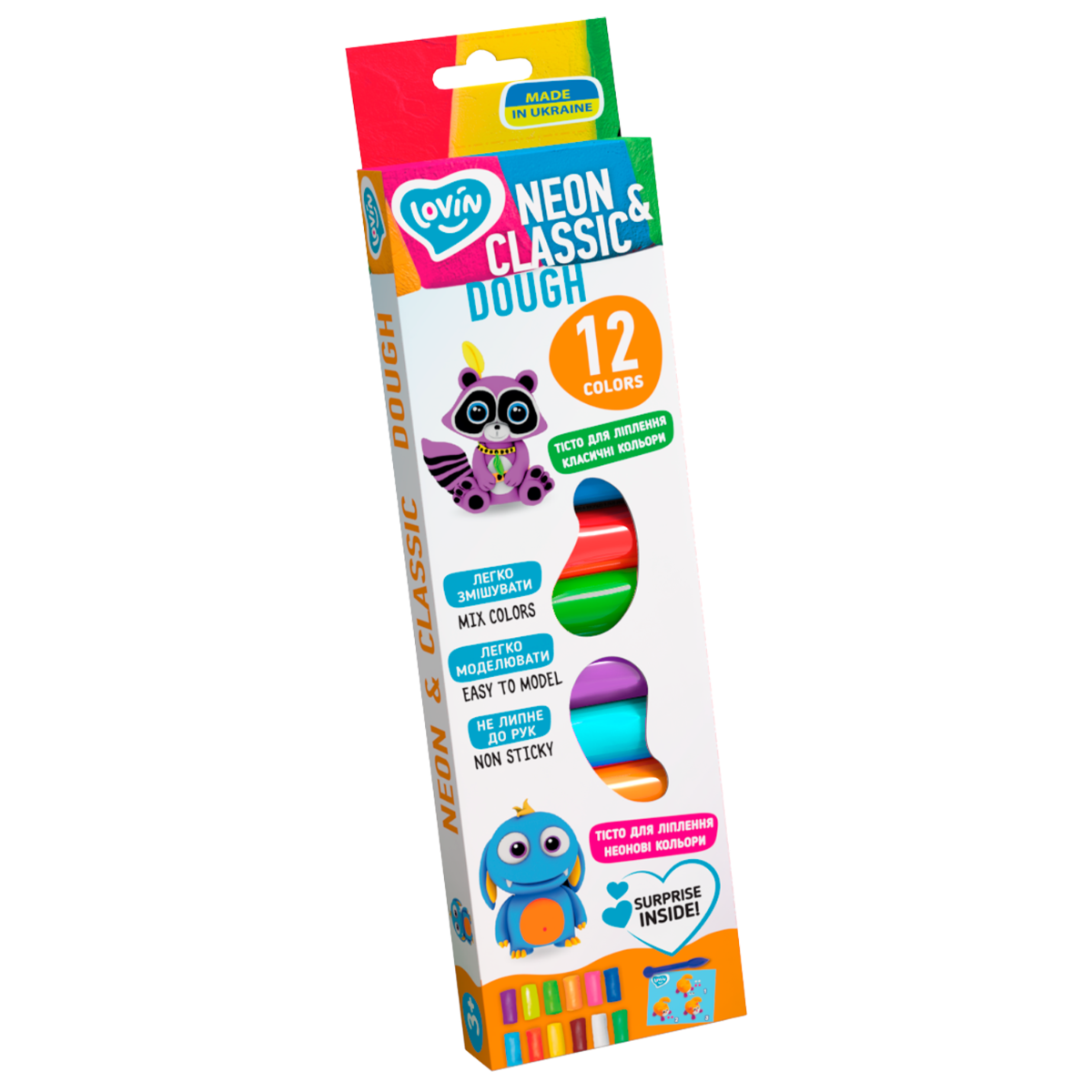 Set plastilina Lovin Neon&Classic Dough, 12 x15g, Oktoclay