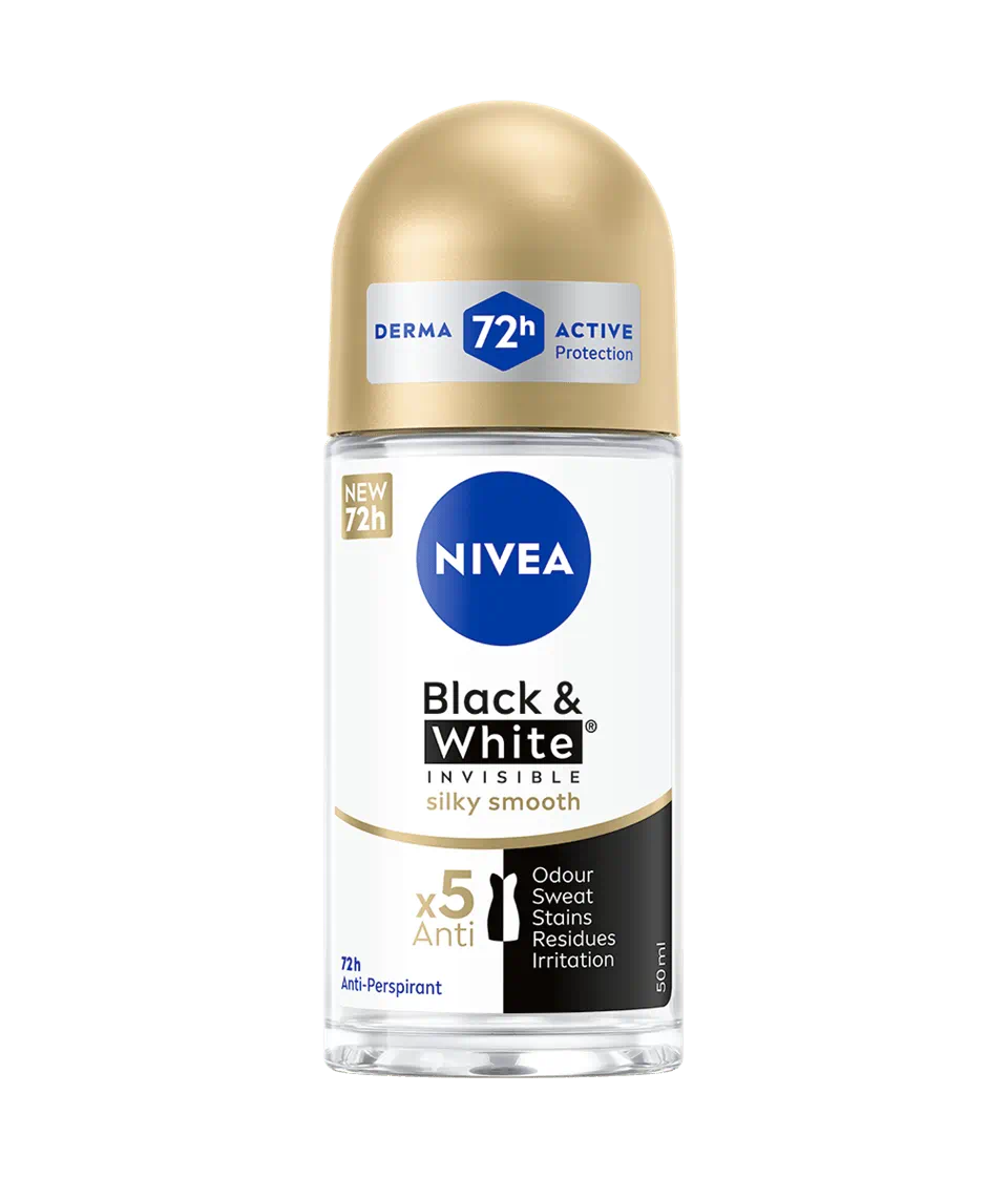 Deodorant roll-on pentru femei Black & White Silky Smooth, 50ml, Nivea