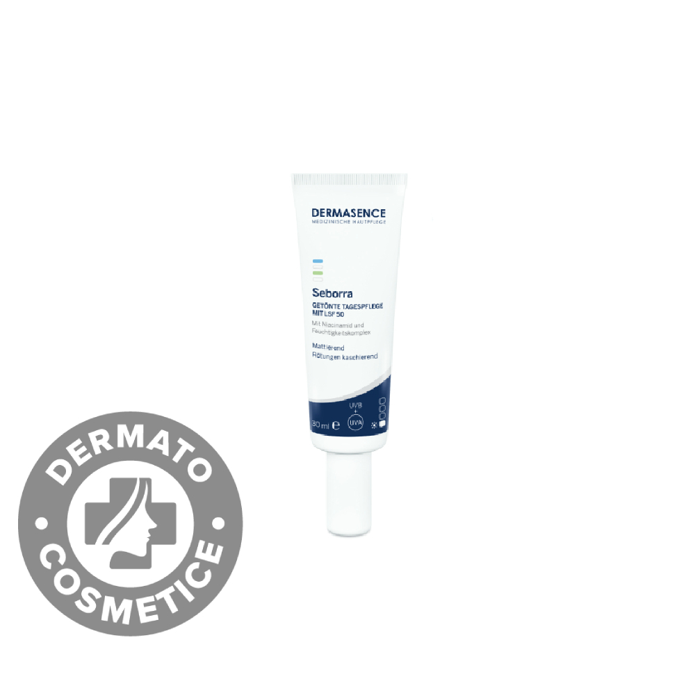 Crema de zi nuantatoare pentru ten gras cu protectie solara SPF50 Medium Seborra, 30ml, Dermasence