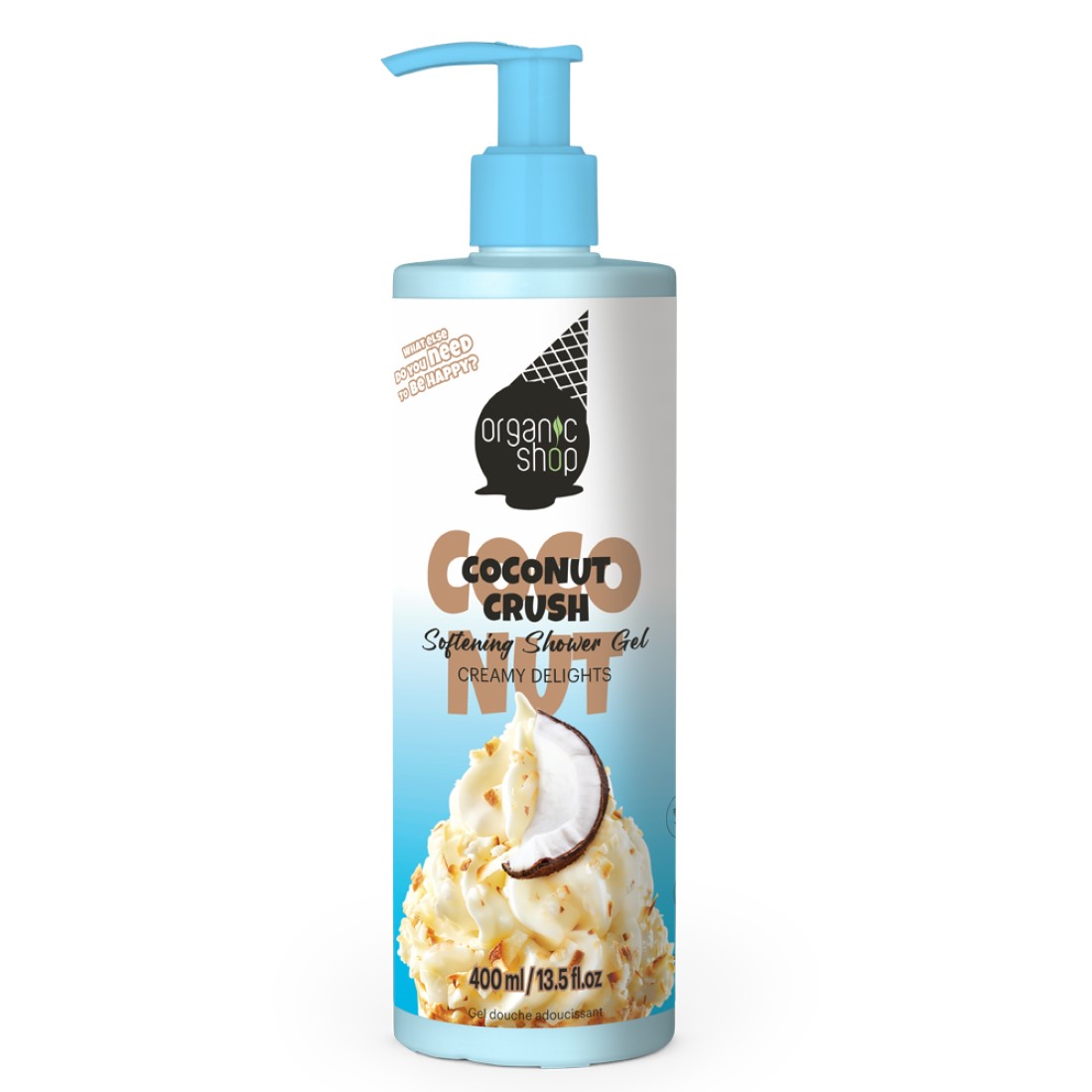 Gel de dus catifelant Coconut Crush, 400ml, Organic Shop