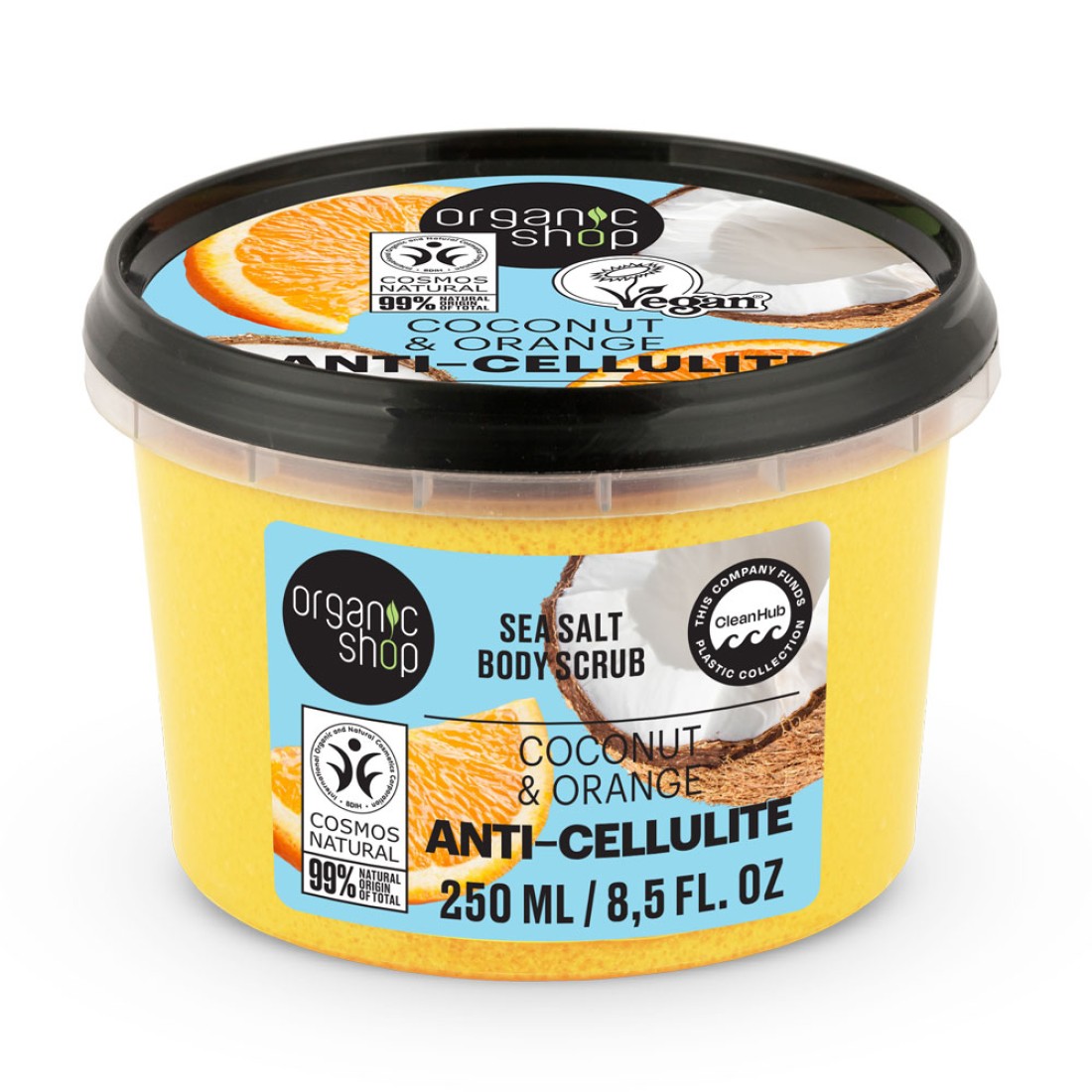 Scrub de corp anticelulitic Coconut & Orange, 250ml, Organic Shop