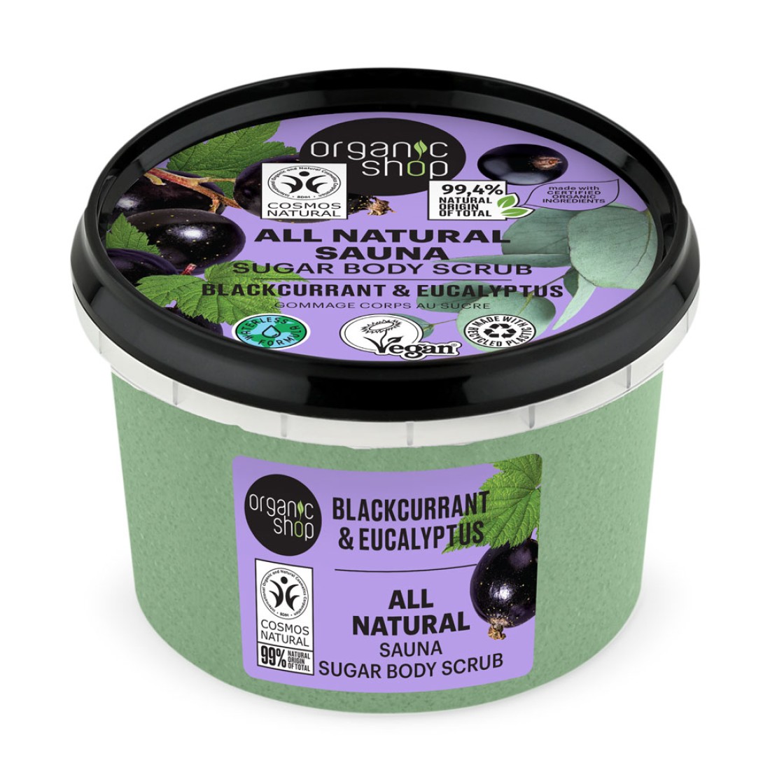 Scrub de corp Blackcurrant & Eucalyptus All natural sauna, 250ml, Organic Shop
