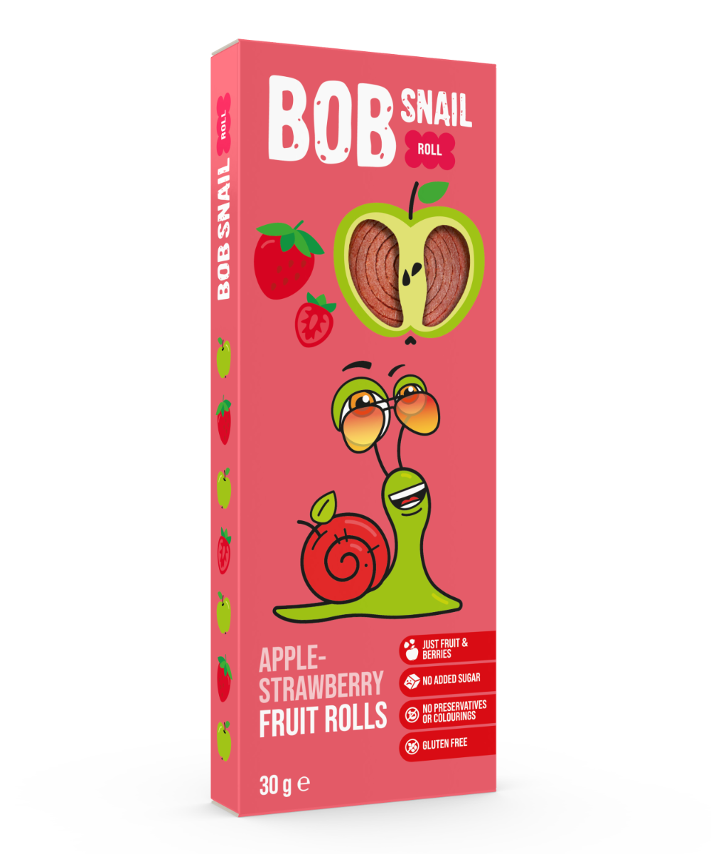 Rulou din mere si capsuni, 30g, Bob Snail