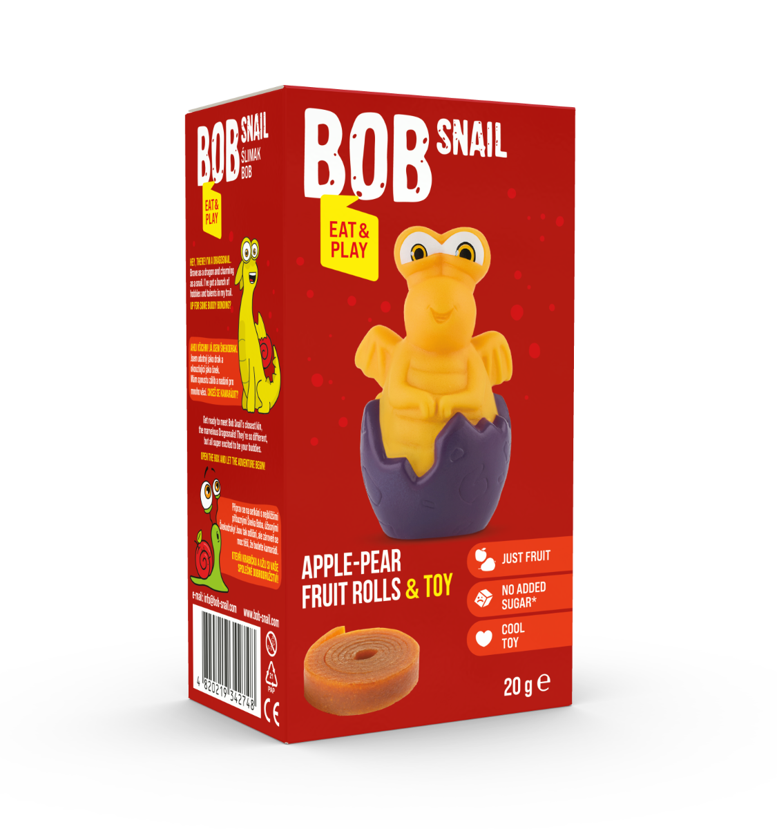 Rulou din fructe cu jucarie, 20g, Bob Snail
