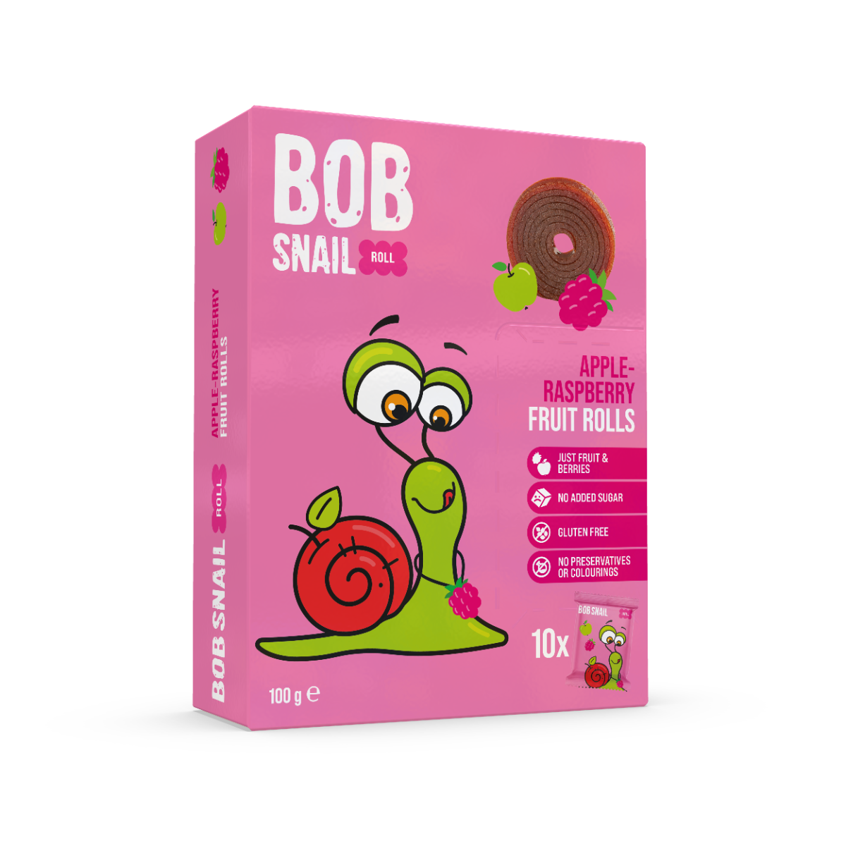 Rulou din mere si zmeura, 100g, Bob Snail