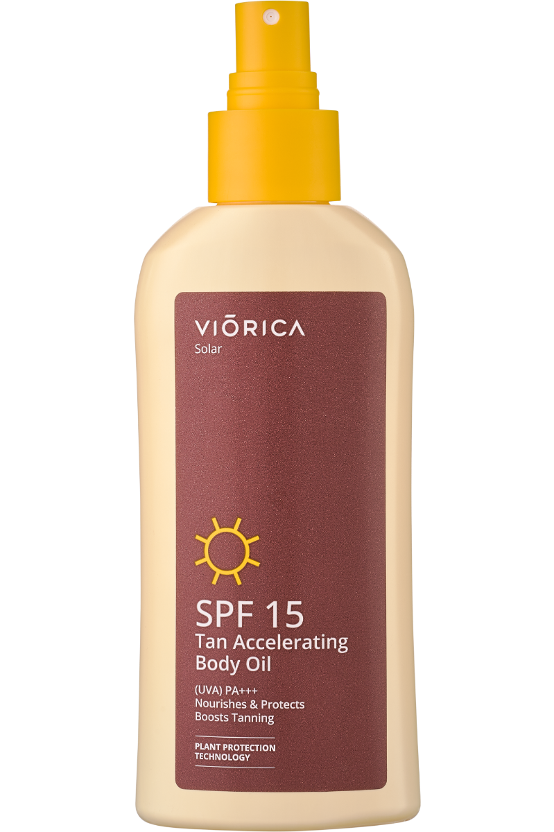 Ulei de corp pentru accelerarea bronzului SPF 15 Solar, 150ml, Viorica