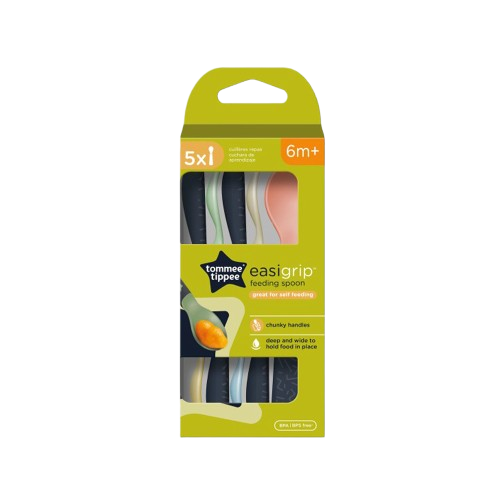 Set lingurite ergonomice multicolor +6 luni, 5 bucati, Tommee Tippee