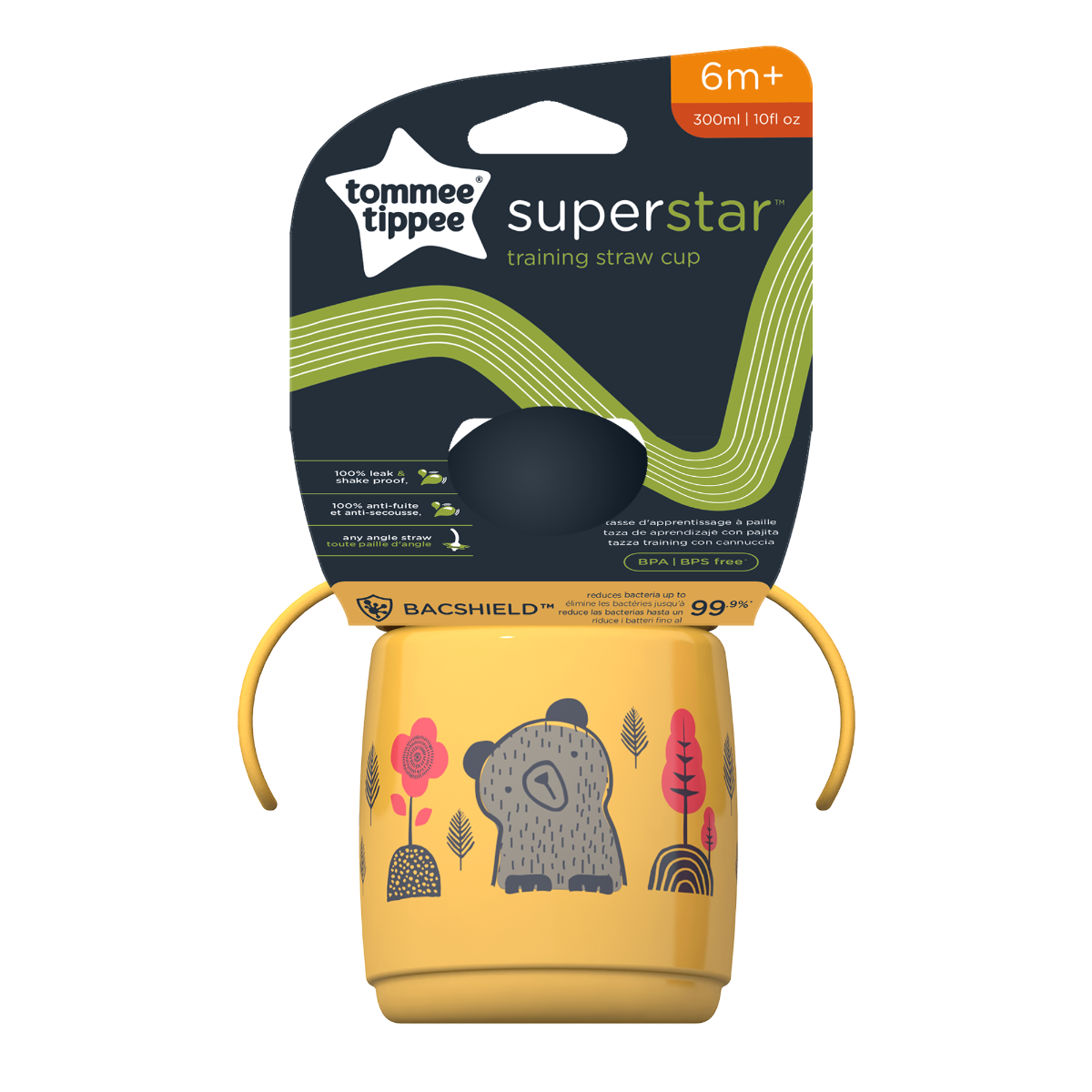 Cana cu pai si protectie Bacshield™ pentru +6 luni Galben, 300ml, Tommee Tippee