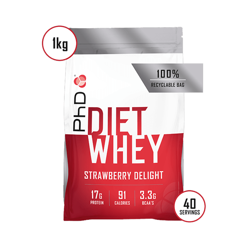 Pudra proteica cu aroma de capsuni Diet Whey, 1kg, PhD