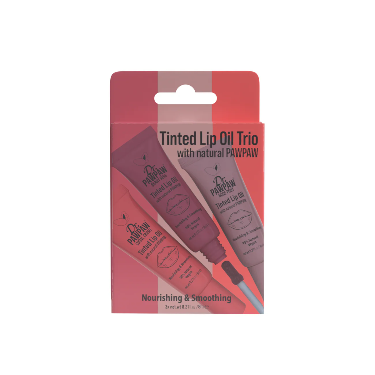Set ulei de buze colorat si hranitor cu extract de papaya, 3 x 8ml, Dr.PAWPAW