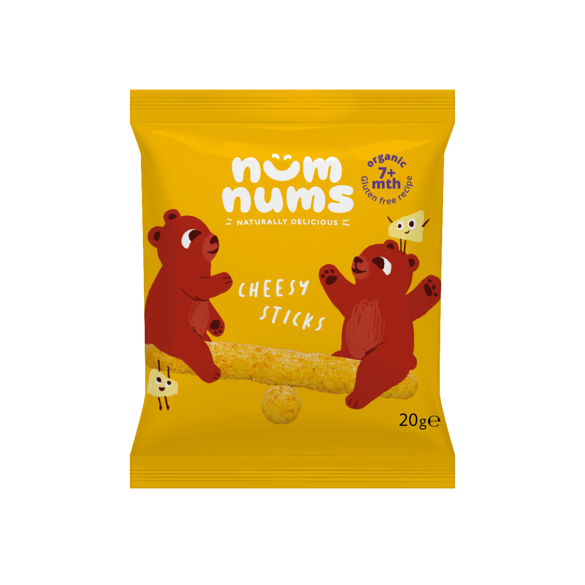 Sticksuri cu branza Bio, + 7 luni, 20g, Num Nums
