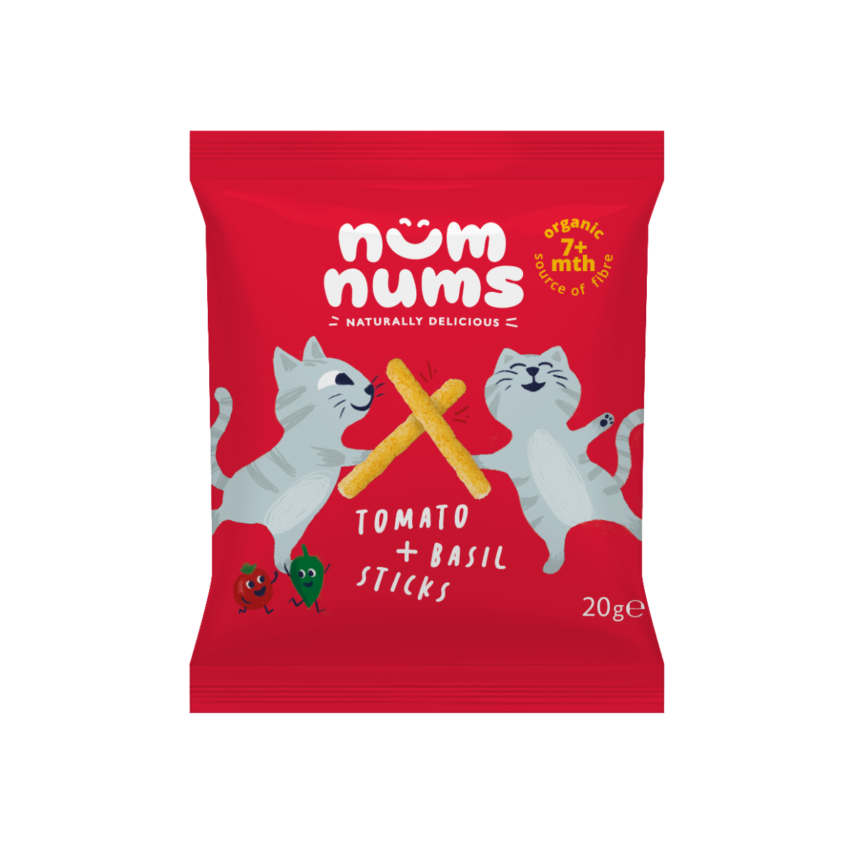Sticksuri cu rosii si busuioc Bio, 20g, Num Nums