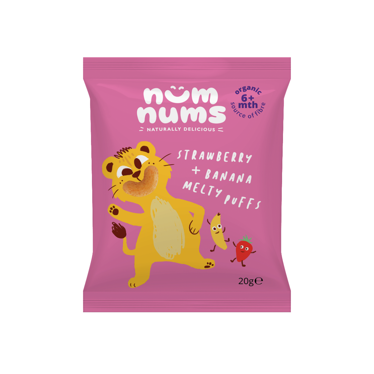 Pufuleti cu capsuni si banana Bio, 20g, Num Nums