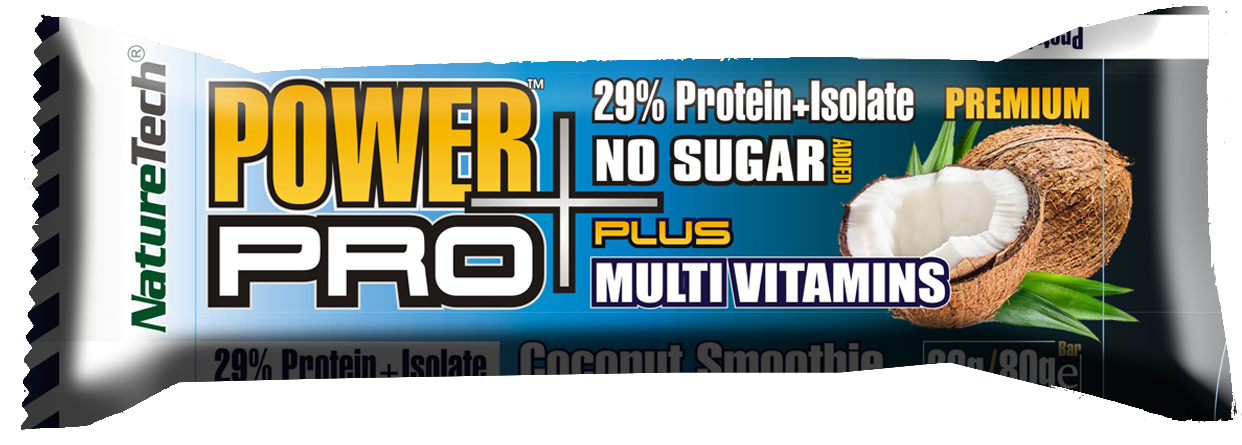 Baton energizant cu aroma de cocos Power Pro Plus, 80g, Nature Tech