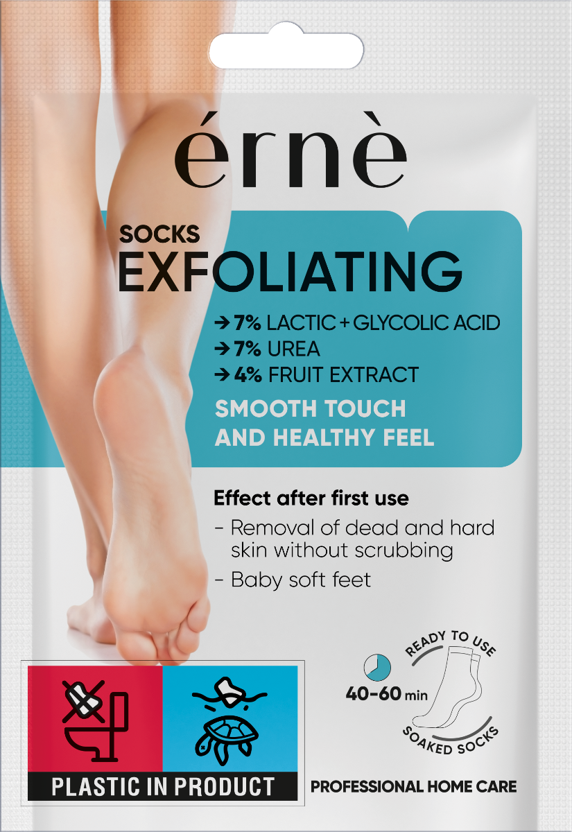 Sosete exfoliante pentru picioare, 2 bucati, Erne