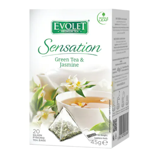 Ceai verde si iasomie, 20 plicuri, Evolet