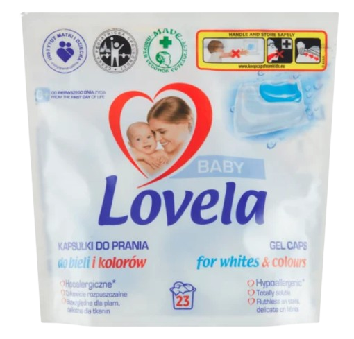 Detergent capsule pentru rufe albe si colorate, 23 capsule, Lovela Baby