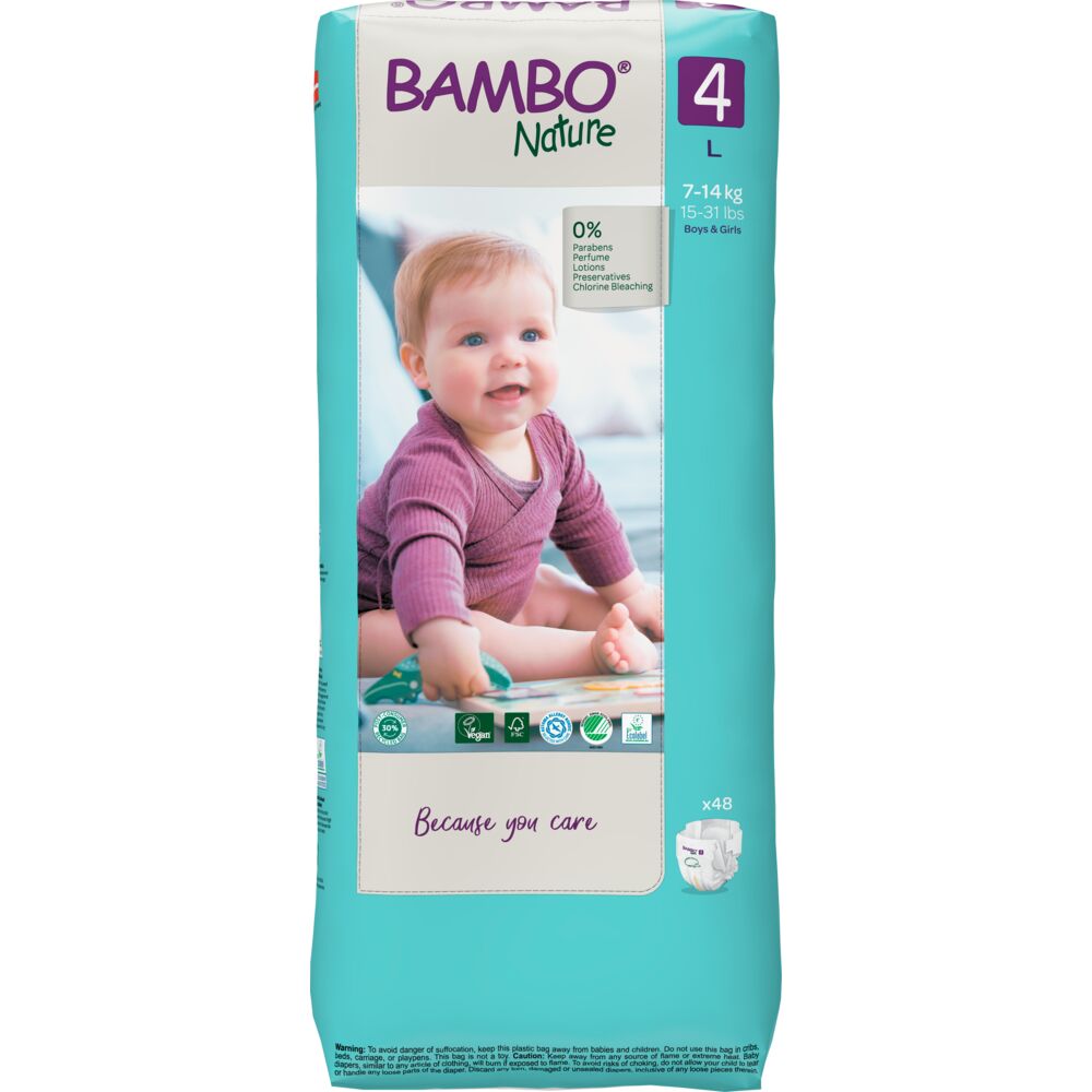 Scutece Ecolabel Tall Nr. 4 pentru 7-14 kg, 48 bucati, Bambo Nature