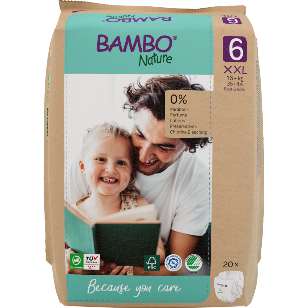 Scutece Eco Paper Bag Marimea Nr. 6 pentru 16kg+, 120 bucati, Bambo Nature