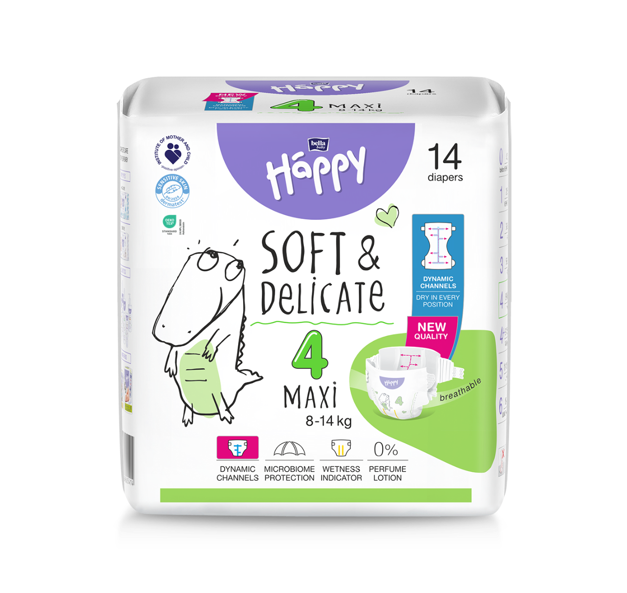 Scutece Happy Soft & Delicate 8-14 kg Maxi Marimea 4, 14 bucati, Bella Baby