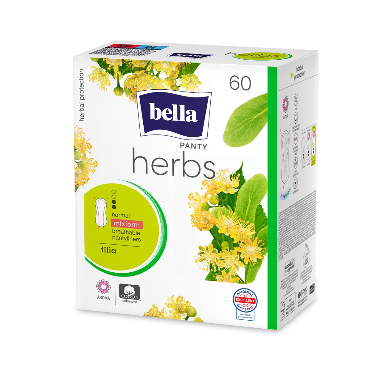 Absorbante Panty Herbs Floare de tei Mixform, 60 bucati, Bella
