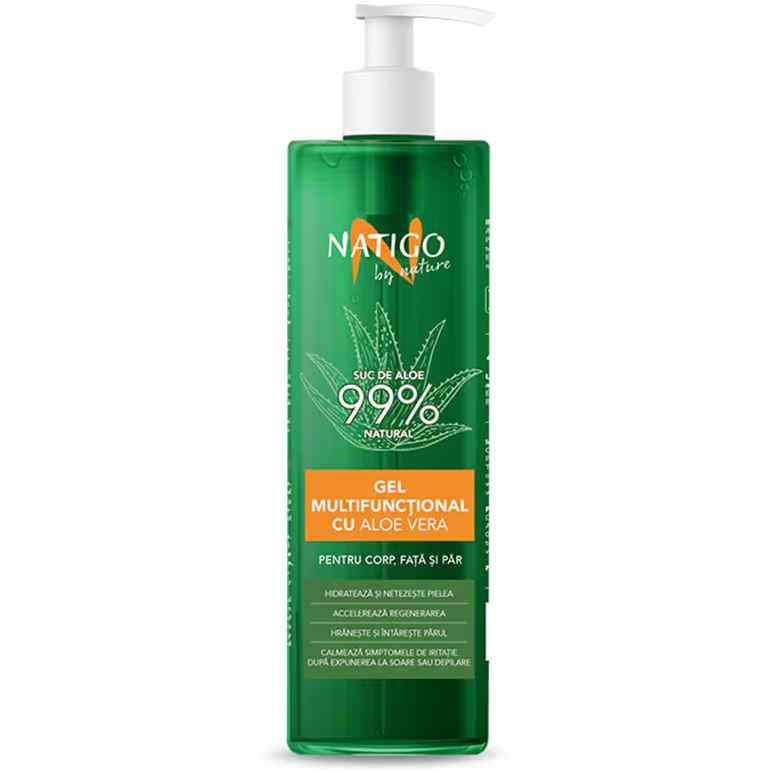 Gel corporal multifunctional cu 99% aloe vera, 400ml, Natigo By Nature