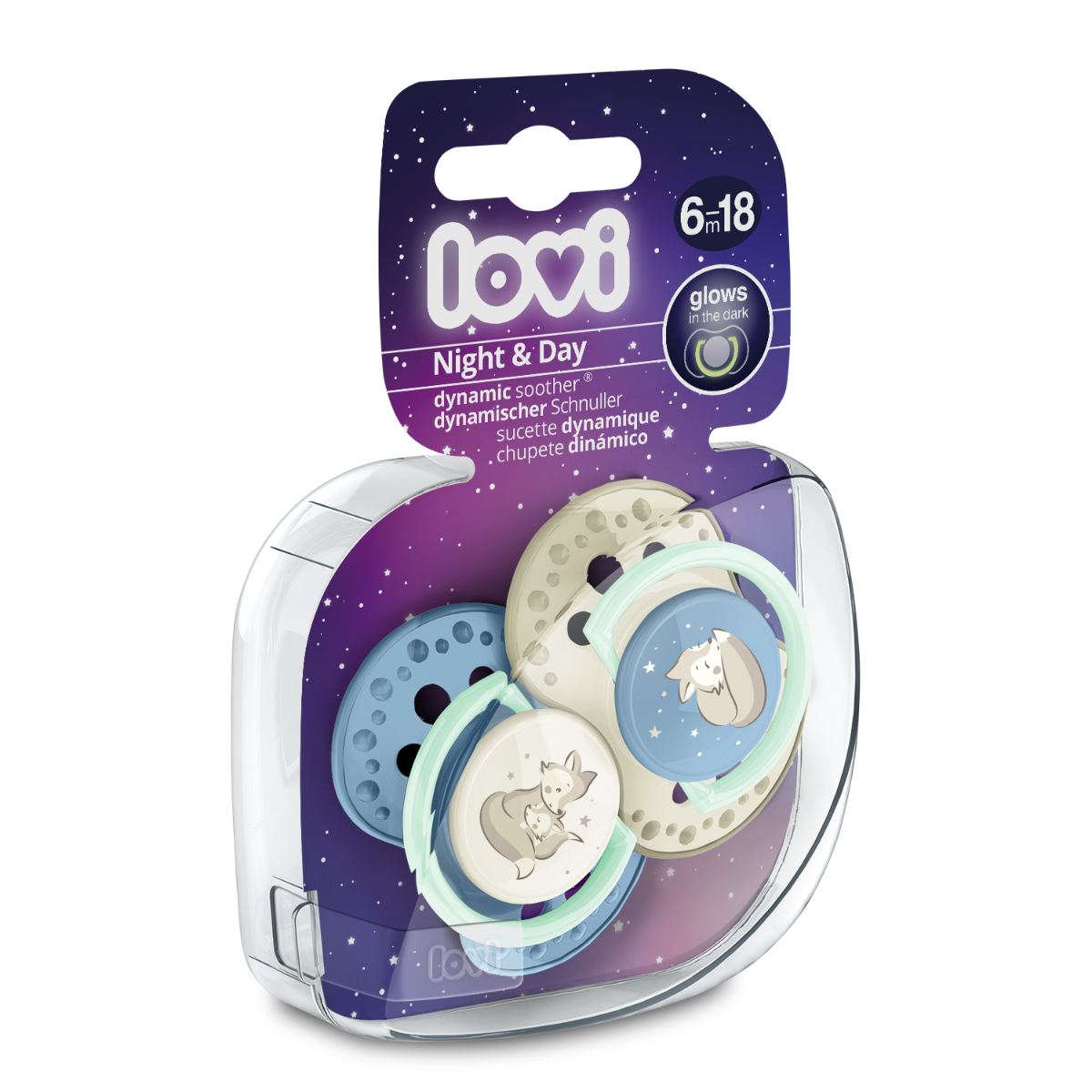 Set suzete din silicon pentru 6 - 18 luni Night&Day 22/915BOY, 2 bucati, LOVI