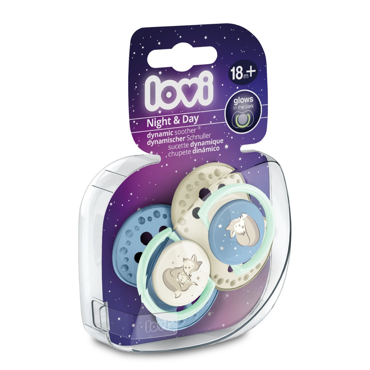 Set suzete din silicon pentru +18 luni Dynamic Night&Day 22/916BOY, 2 bucati, LOVI