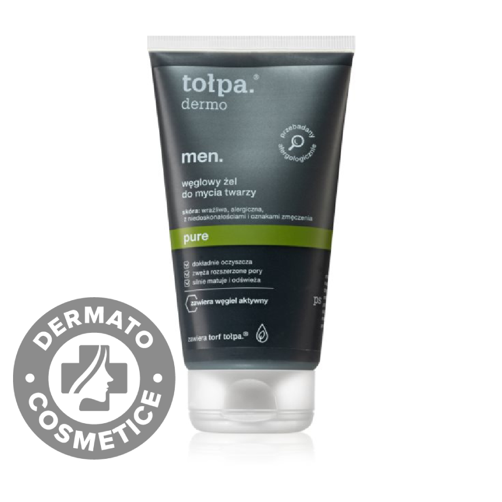 Gel de curatare pentru fata Dermo Men Pure Carbon, 150ml, Tolpa