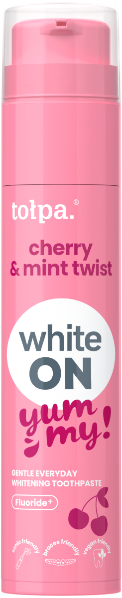 Pasta de dinti cu aroma de cirese si menta ON WHITE Yummy, 60g, Tolpa