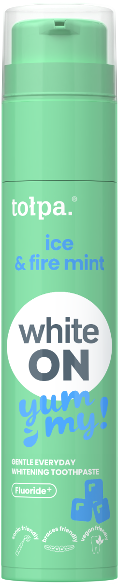 Pasta de dinti cu aroma de menta Ice & Fire White On Yummy, 60g, Tolpa