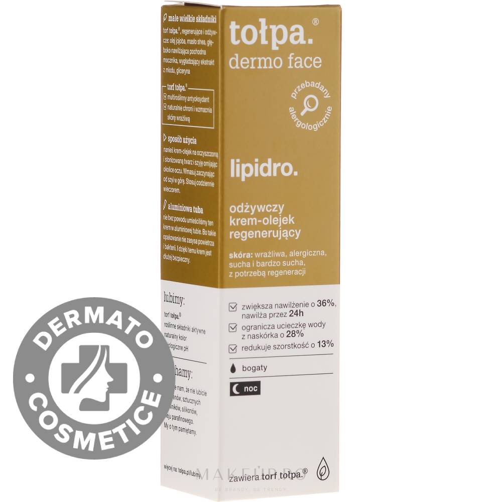 Crema regeneranta pentru piele uscata si sensibila Dermo Face Lipidro, 40ml, Tolpa