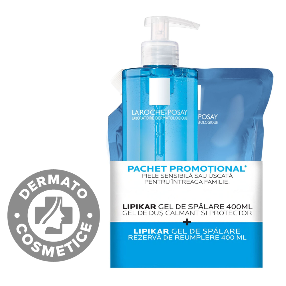 Pachet Gel de spalare Lipikar AP+ 400ml + Rezerva 400ml, La Roche-Posay