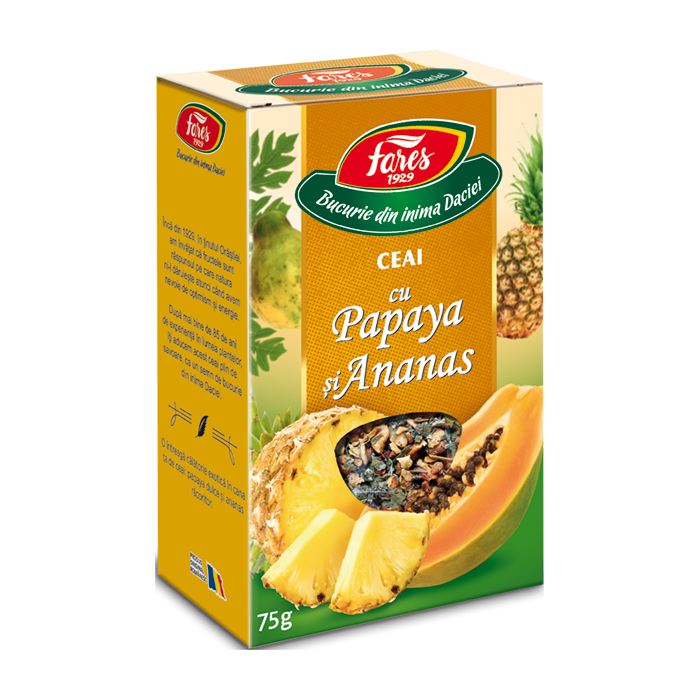 Ceai cu papaya si ananas, 75g, Fares