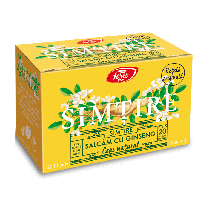 Ceai de salcam cu ginseng Simtire, 20 plicuri, Fares