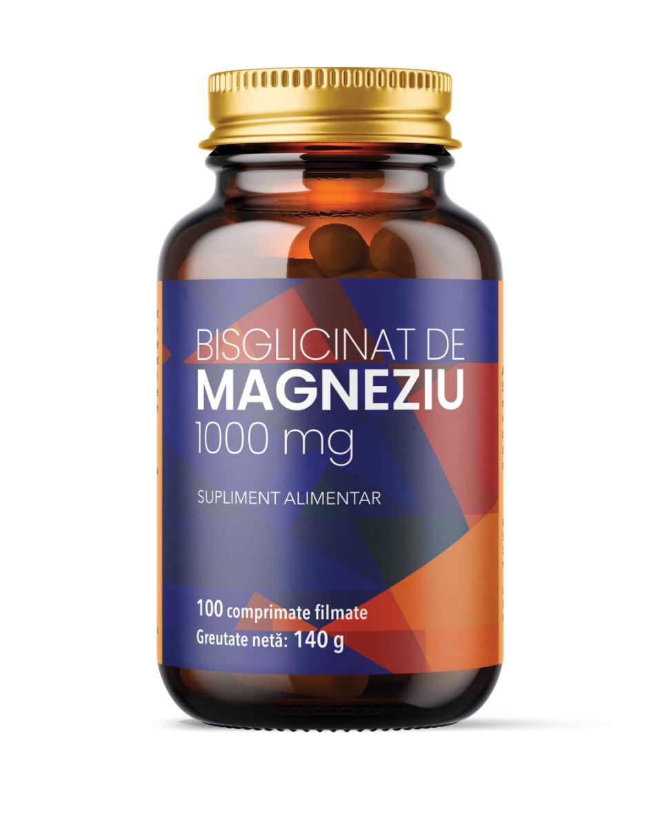 Bisglicinat de magneziu 1000mg, 100 comprimate filmate, Laboratoarele Remedia