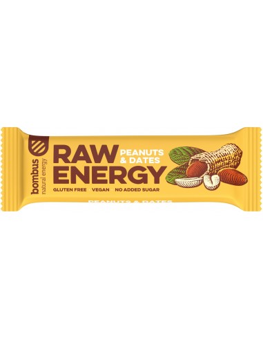 Baton proteic cu arahide si curmale, 50g, Raw Energy, Bombus