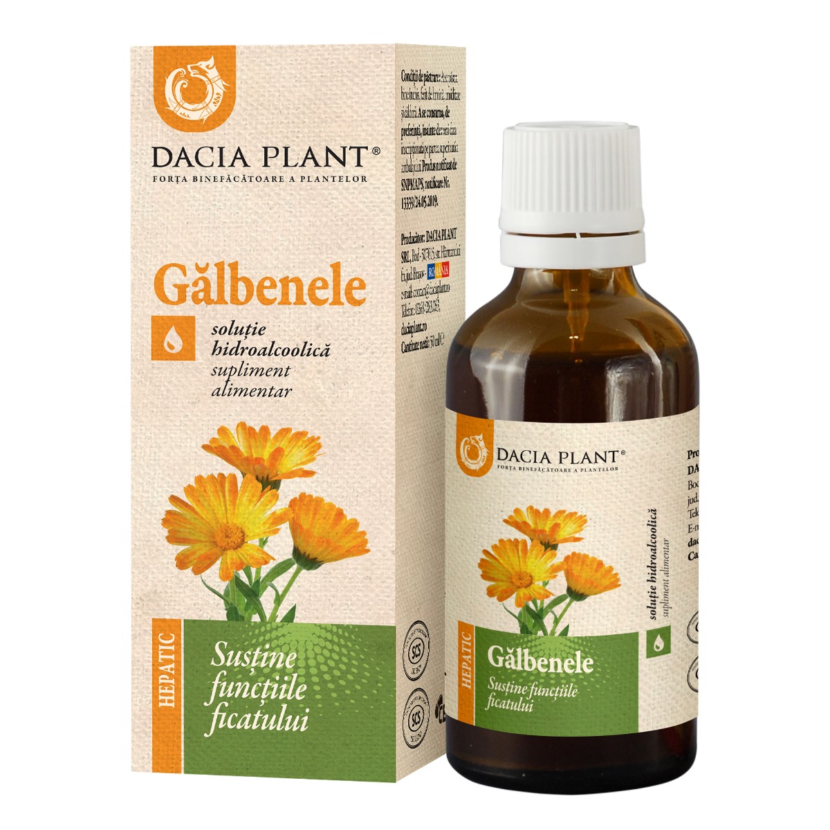 Tinctura de galbenele, 50ml, Dacia Plant