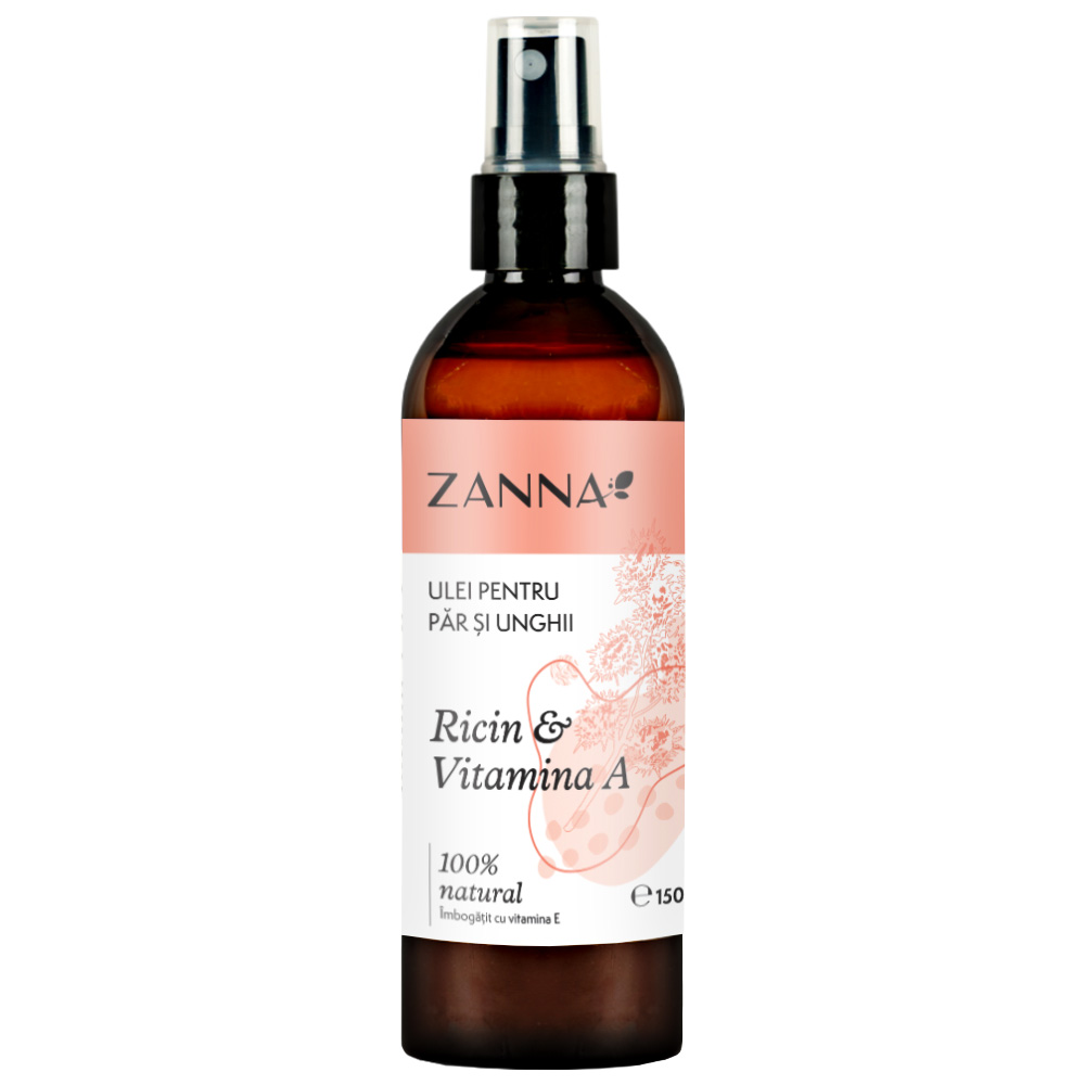 Ulei pentru par si unghii cu ricin si vitamina A, 150ml, Zanna