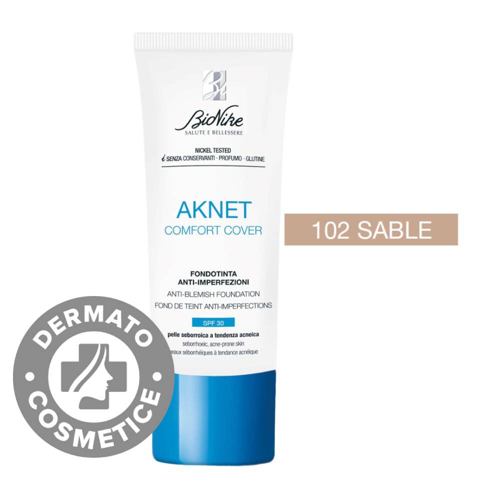 Fond de ten pentru tenul acneic Aknet Comfort Cover 102 Sable, 30ml, Bionike