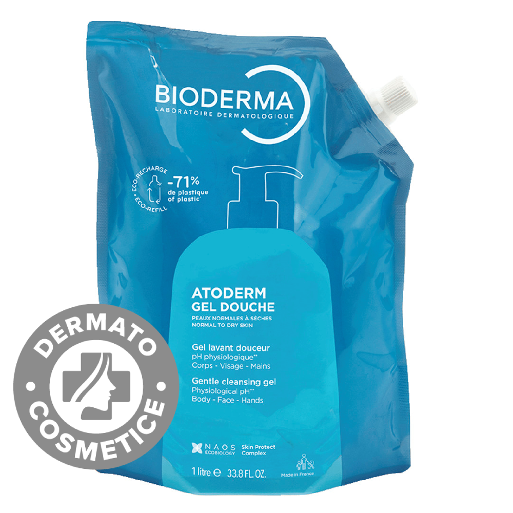 Gel de dus pentru pielea uscata rezerva Atoderm, 1000ml, Bioderma