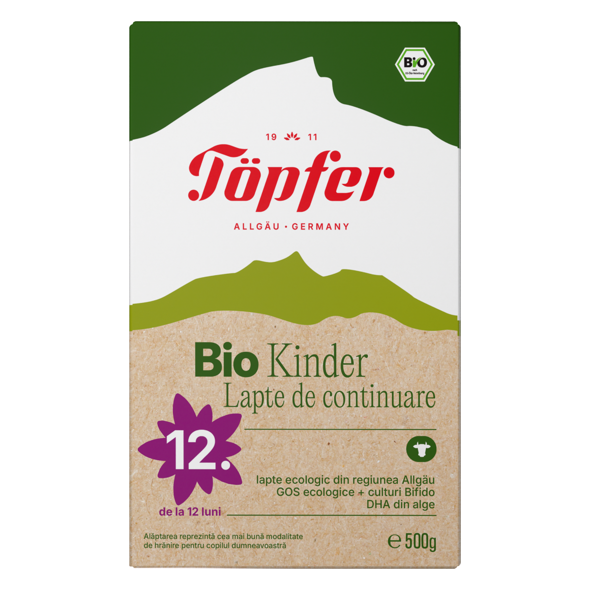 Lapte praf Bio Kinder Organic de la 12 luni, 500g, Topfer
