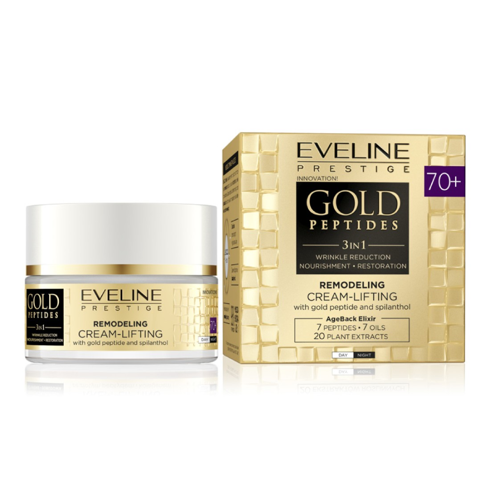 Crema pentru fata anti-rid 70+ regeneranta cu peptide pentru efect de lifting, 50ml, Eveline Cosmetics