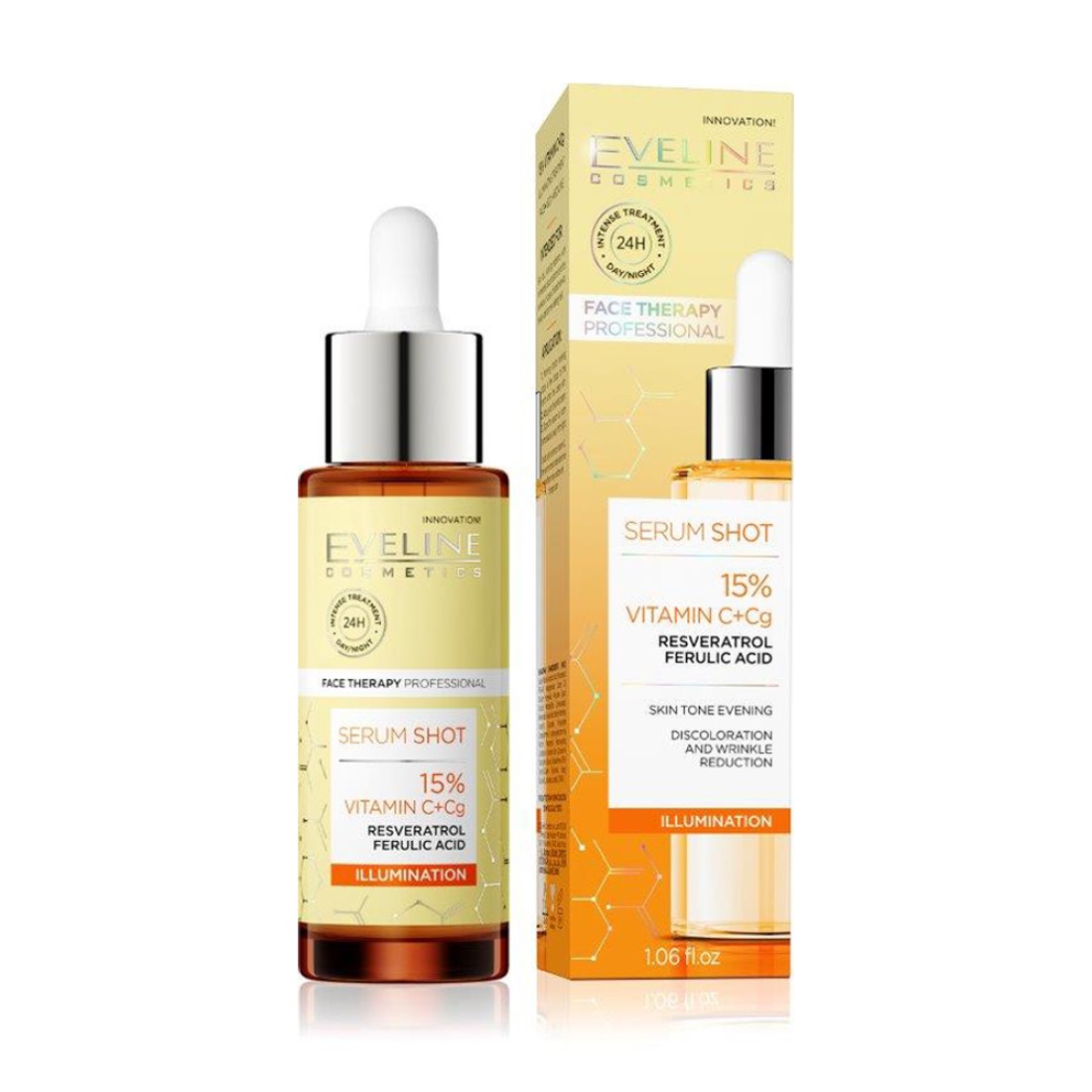 Ser pentru fata iluminator cu 15% vitamina c+cg, 30ml, Eveline Cosmetics