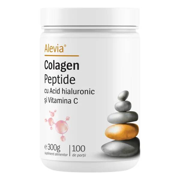 Colagen peptide cu acid hialuronic si vitamina C, 300g, Alevia